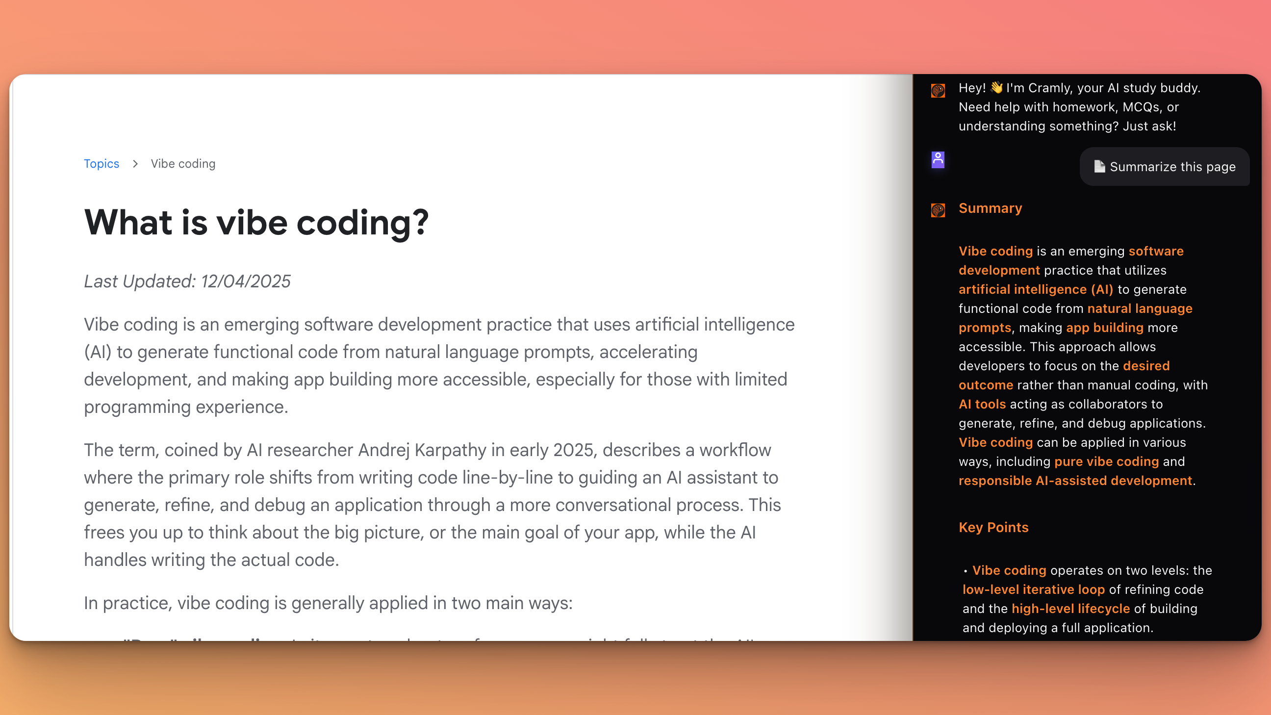 Cramly Summary - Get concise summaries